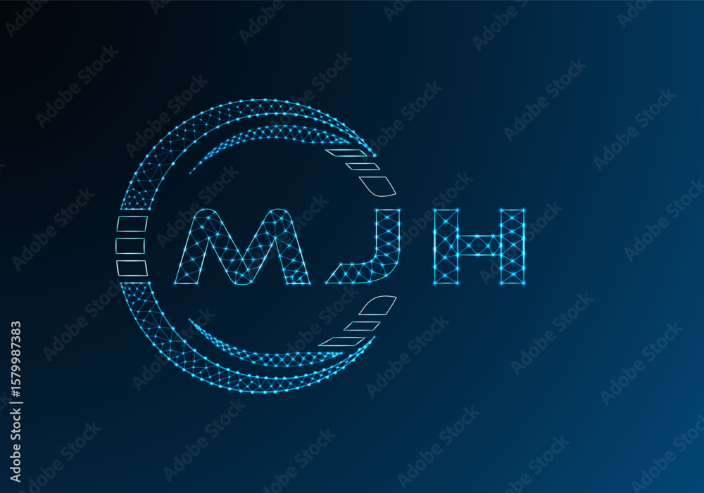 Naklejka premium MJH low poly letter logo vector design. MJH lower poly logo design. Low poly logo.