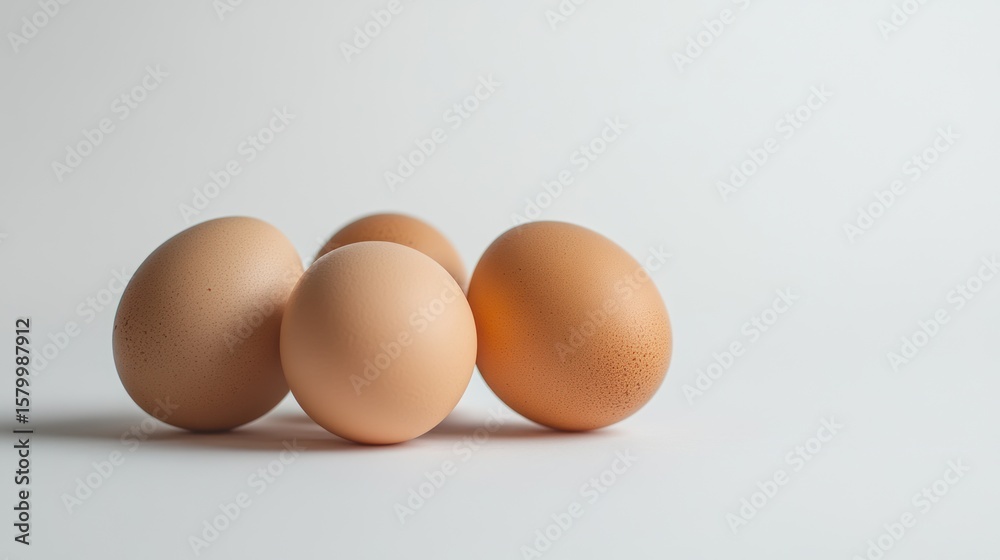 Four brown eggs on a white background Four brown eggs on a white background