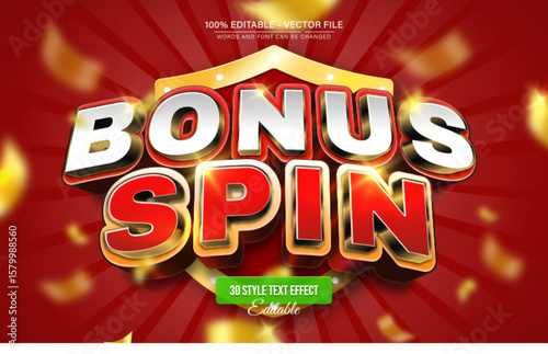 Bonus Spin Luxury Gold 3D Text Effect Editable