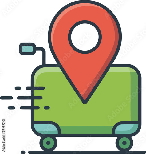 Travel Suitcase With Location Pin Icon Vector Illustration Representing Navigation Trip Luggage Tourism Journey And Delivery Concept

