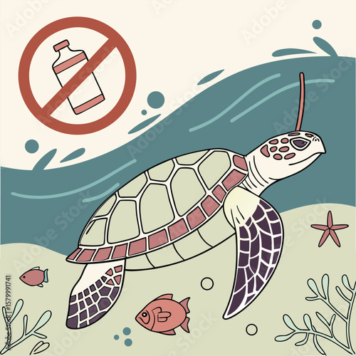 Ocean pollution awareness vector