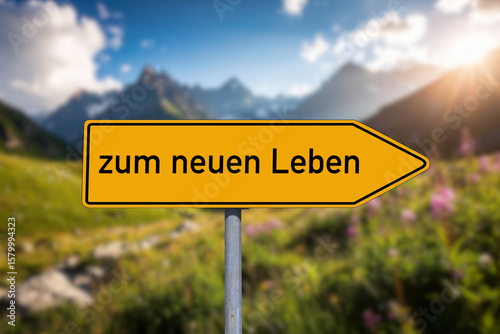 Ein Wegweiser zeigt Richtung zum neuen Leben