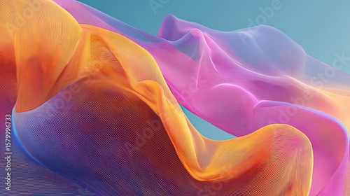 Abstract flowing fabric in vibrant colors, creating a sense of movement and ethereal beauty.