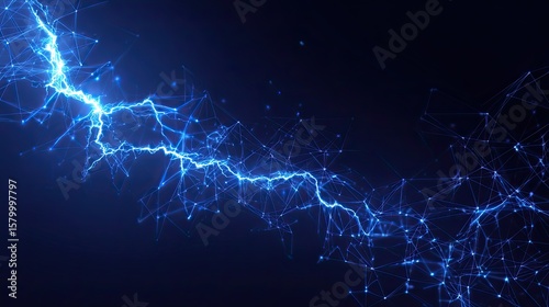 Abstract digital rendering of a bright blue lightning bolt formation against a dark background.