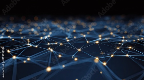 Abstract digital network of interconnected nodes and lines, representing data flow and connections.