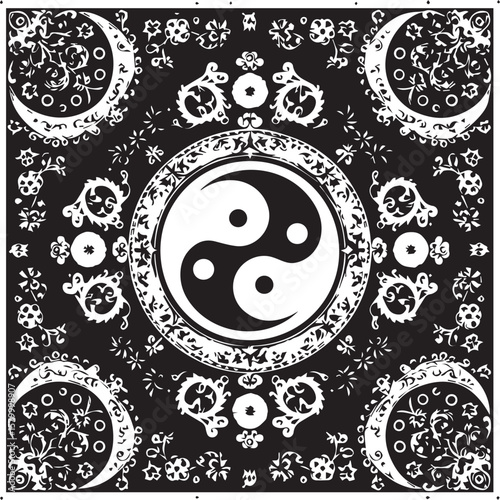 Abstract seamless floral pattern with vintage mandala elements and decorative lace style