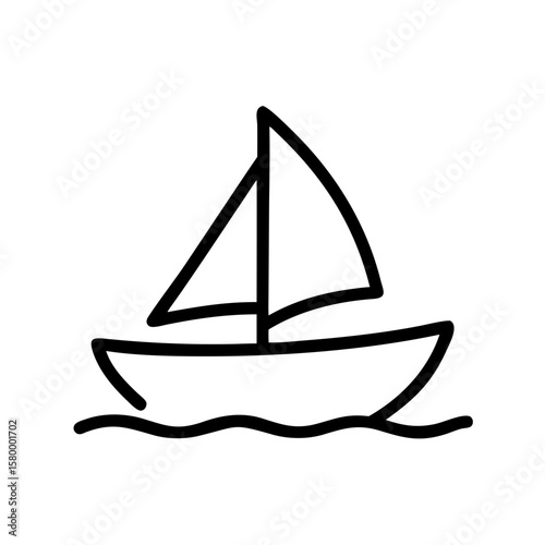 Simple line drawing of a sailboat with two sails floating on water in a minimalist style design