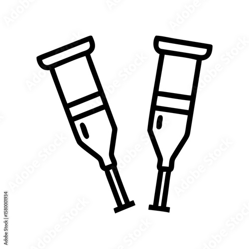 Illustration of two forearm crutches used for mobility assistance on a white isolated background view