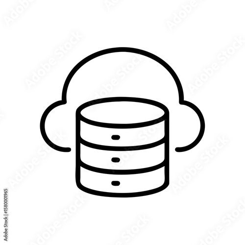 Cloud database icon with three layers and a cloud shape in black outline on a white background