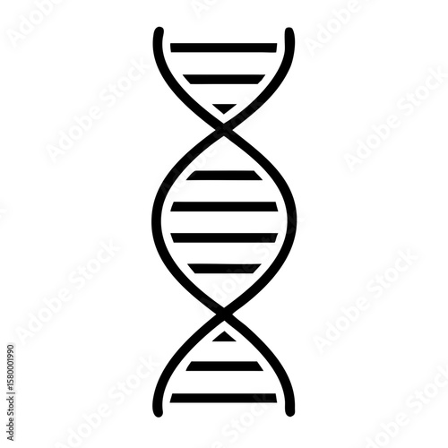 Illustration of a dna strand with horizontal lines in black on a white background showing genetic code