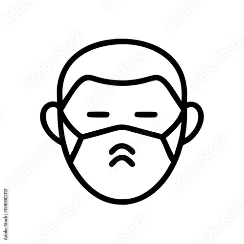 Illustration of a person wearing a face mask for protection against viruses and air pollution icon style