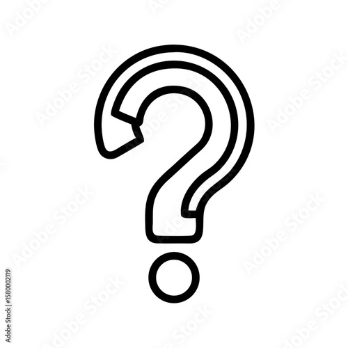 Illustration of a simple outlined question mark with a circular dot at the bottom end of the curved shape