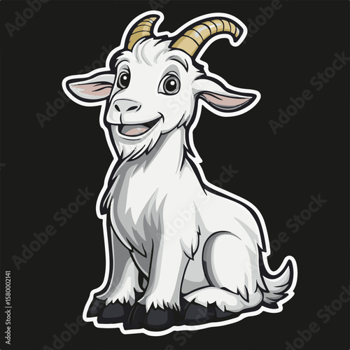 Cute Cartoon Goat Illustration A High-Resolution Vector Design Featuring a Smiling Goat