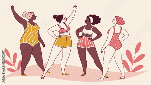Elegant woman in a red dress, a stylish fashion illustration of a dancing party girl silhouette