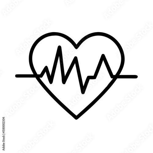Heart outline with heartbeat line inside representing cardiology and health related medical condition icon