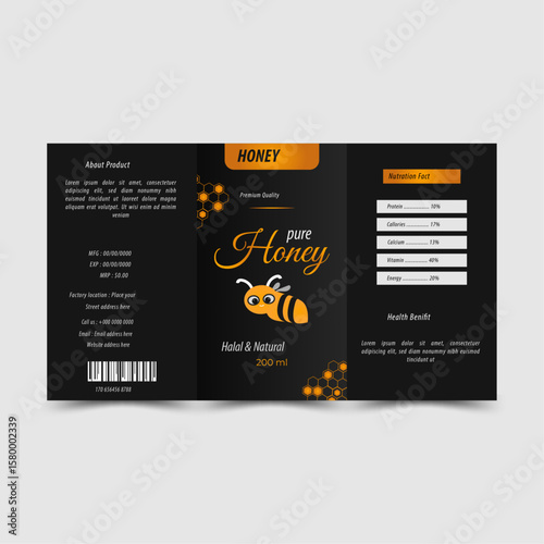 Product label design and packaging for honey jar