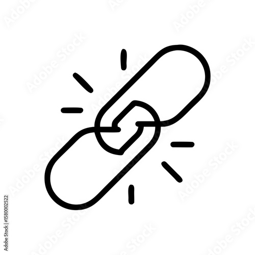 Illustration of a chain link with a glowing effect showcasing connection and strength in simple design