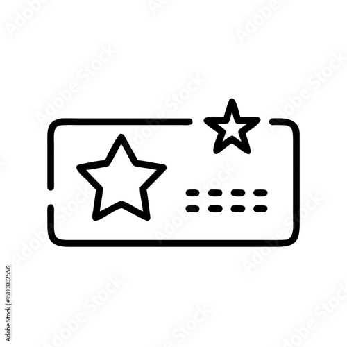 Illustration of a loyalty card with two stars and dotted lines in a simple black outline design