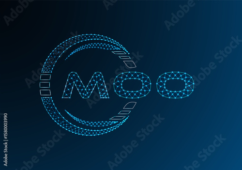 MOO low poly letter logo vector design. MOO lower poly logo design. Low poly logo.