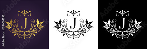Letter J Luxury Floral Monogram Logo Template (19)
