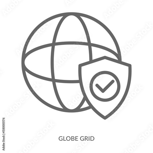 Globe Grid Icon Line Style. Design Vector Illustration
