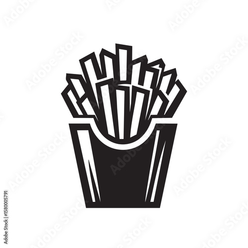 French Fries black and white silhouette icon	