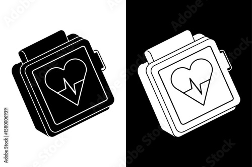 Rescue Defibrillator Icon. Simple Vector Illustration for Emergency Medical Design