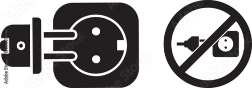Vector illustration of plug in point and no plug in point