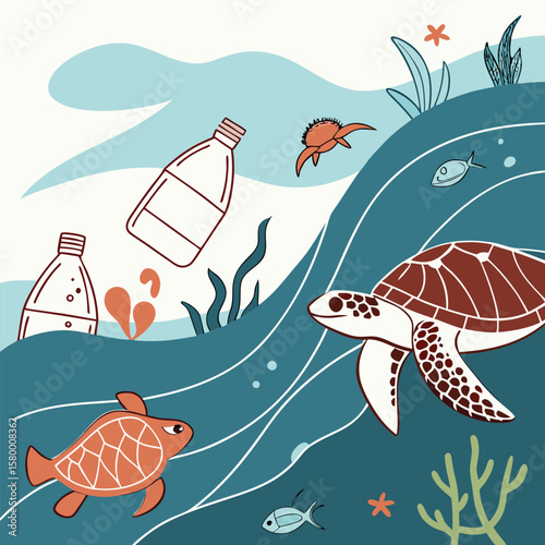 Ocean pollution awareness vector