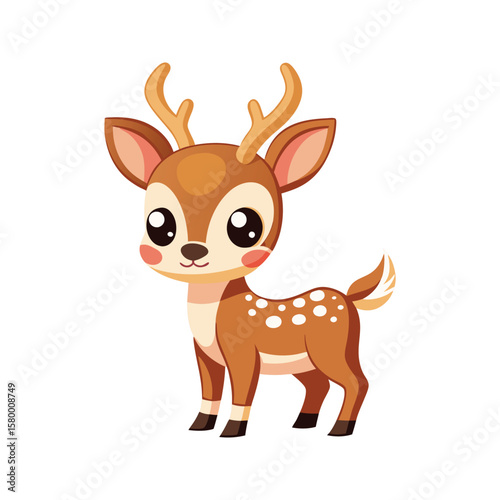 Cute fawn with large eyes and spots deer animal