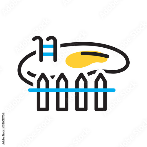 Vector multi color icon for Pool fencing