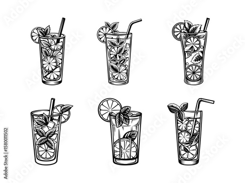 Refreshing citrus mint beverage in tall glass drink lime