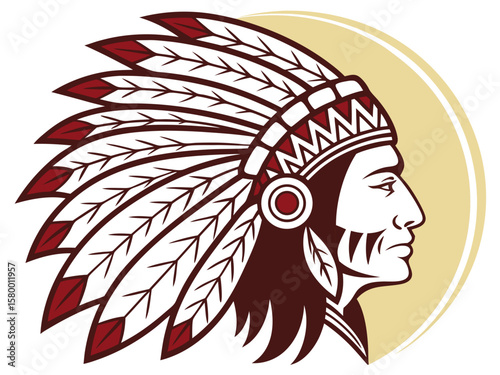 Profile of a Native American Chief, a stylized graphic design.