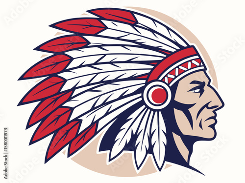 Profile of a Native American Chief, a stylized graphic design.