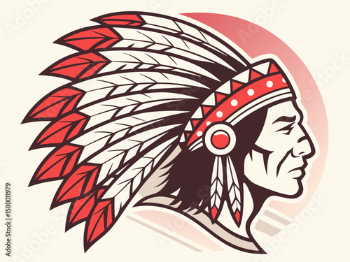 Profile of a Native American Chief, a stylized graphic design.