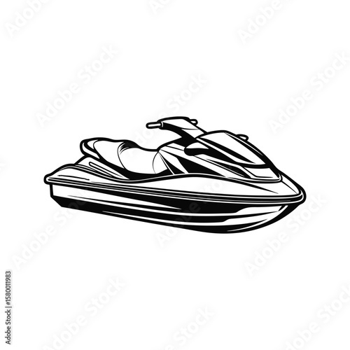 Sleek black jet ski watercraft personal watercraft water sport