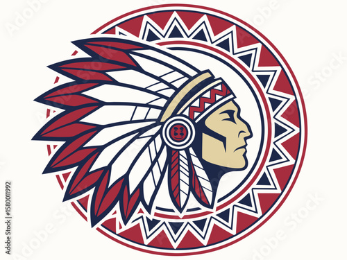 Profile of a Native American Chief, a stylized graphic design.