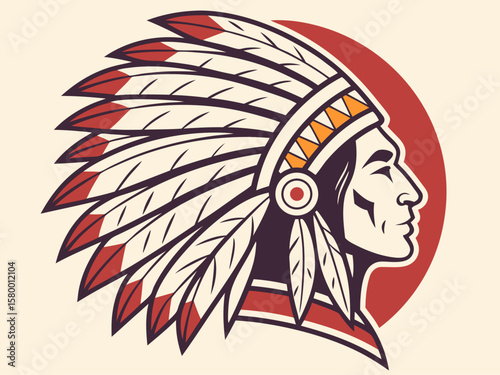 Profile of a Native American Chief, a stylized graphic design.