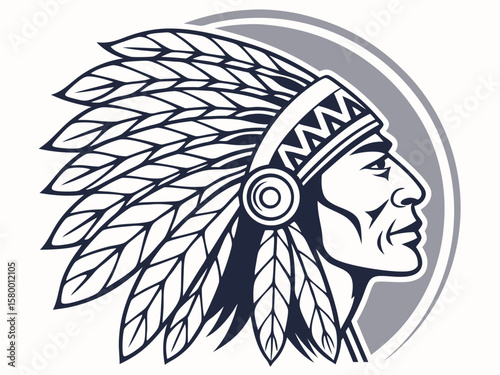 Profile of a Native American Chief, a stylized graphic design.