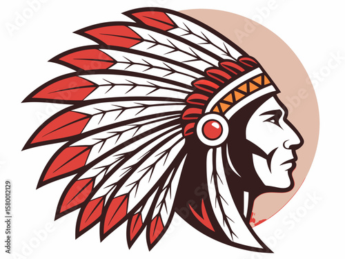 Profile of a Native American Chief, a stylized graphic design.