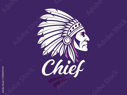 Profile of a Native American Chief, a stylized graphic design.