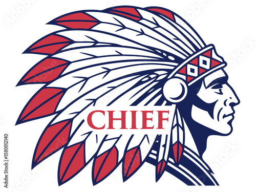 Profile of a Native American Chief, a stylized graphic design.