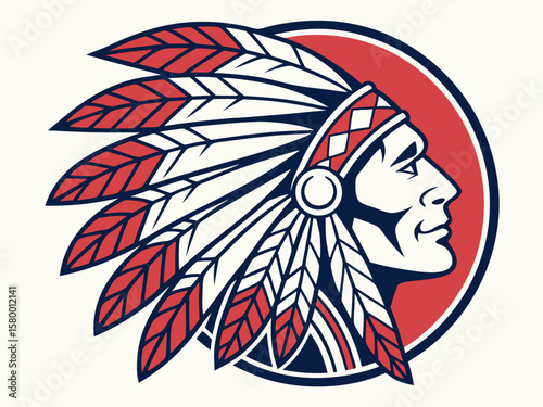 Profile of a Native American Chief, a stylized graphic design.