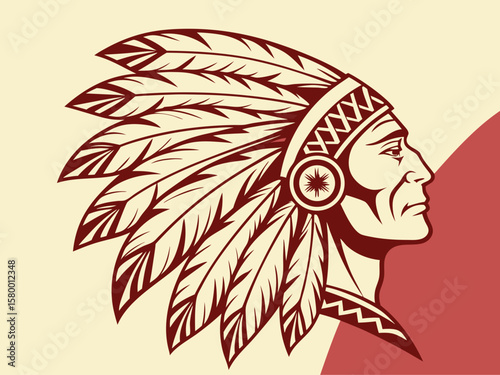 Profile of a Native American Chief, a stylized graphic design.