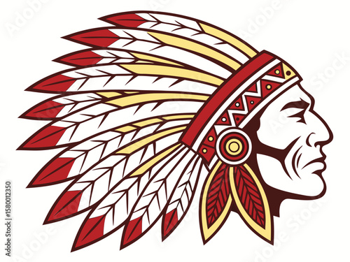 Profile of a Native American Chief, a stylized graphic design.