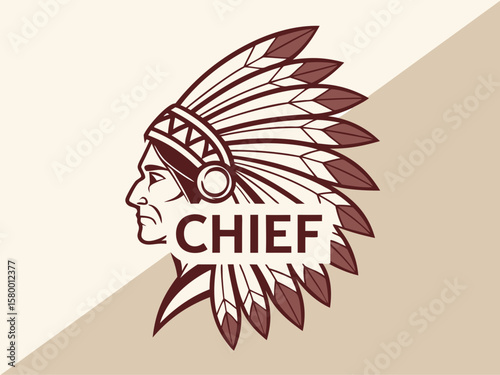 Profile of a Native American Chief, a stylized graphic design.