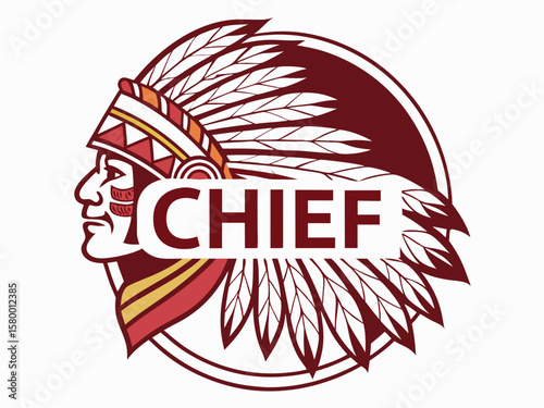Profile of a Native American Chief, a stylized graphic design.