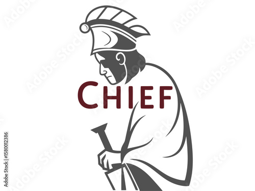 Profile of a Native American Chief, a stylized graphic design.