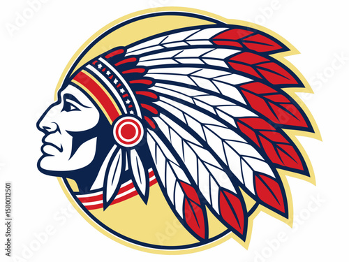 Profile of a Native American Chief, a stylized graphic design.