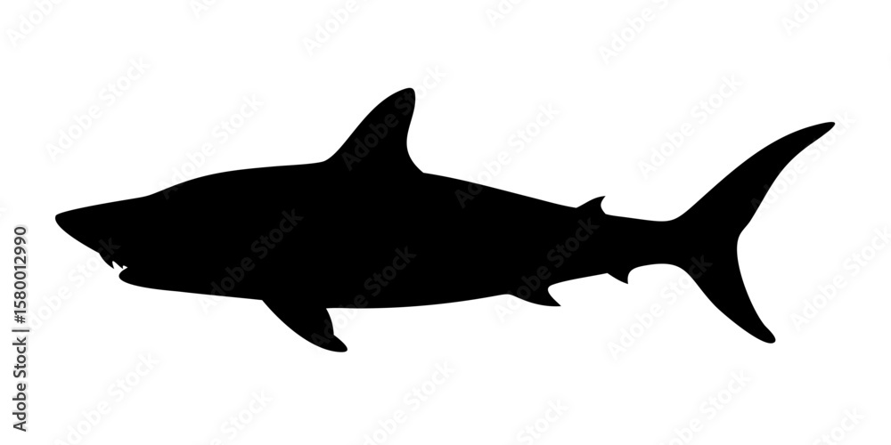 Fototapeta premium Shark Silhouette Vector – Bold Black Marine Predator Graphic